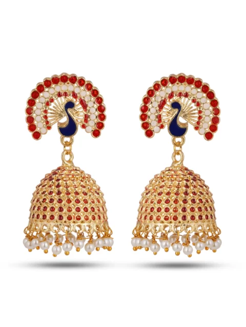 handmade earrings beautiful designs earrings at best price Red Golden bird